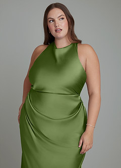 Azazie Evadne Bridesmaid Dresses Juniper Sheath Pleated Stretch Satin Dress image9