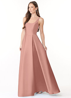 Azazie Neve Bridesmaid Dresses Rosette Ball-Gown with Pockets Stretch Satin Dress image3