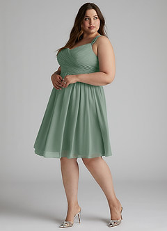 Azazie Angie Bridesmaid Dresses Silver Sage A-Line Corset Chiffon Dress image13