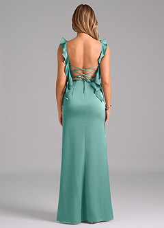 Azazie Jessamine Brautjungfernkleider A-Linie Korsett Stretch-Satin Kleid Aqua image6