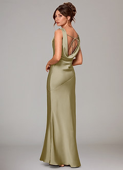 Azazie Rylina Bridesmaid Dresses Moss Green Mermaid Stretch Satin Dress image4