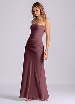 Azazie Debby Bridesmaid Dresses Sangria Mermaid Strapless Chiffon Dress image3