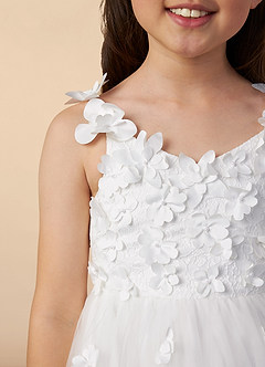 Azazie Ceres Flower Girl Dresses Ivory Ball-Gown Lace Tulle Dress image3