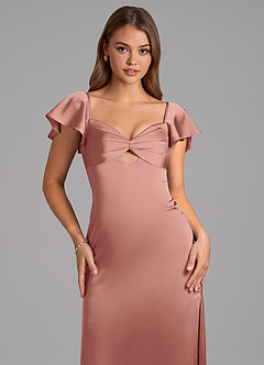 Azazie Demia Bridesmaid Dresses Rosette Sheath Sweetheart Neckline Stretch Satin Dress image7