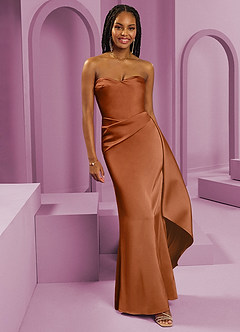 Barbie ♥ Azazie Bridesmaid Dresses Copper Sheath Strapless Stretch Satin Convertible Dress image8