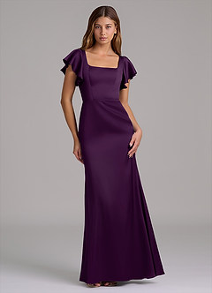 Azazie Elkie Bridesmaid Dresses Grape Mermaid Square Neckline Stretch Satin Dress image1