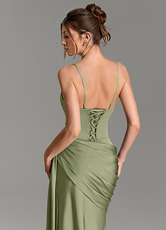 Azazie Zorah Bridesmaid Dresses Garden Sage Mermaid Corset Stretch Satin Convertible Dress image2