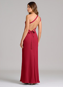 Azazie Monroe Suknie dla druhen Osłona Jedno ramię Szyfon Do ziemi Sukienka image2