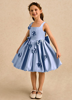 Azazie Lillian vestidos de niña de las flores Vestido Hielo de Satin Mate de Vestido de princesa con Plisado image1