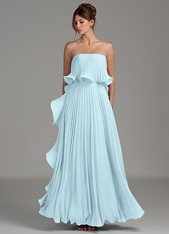 Azazie Alexia Bridesmaid Dresses Cloud Blue A-Line Ruched Chiffon Dress image6