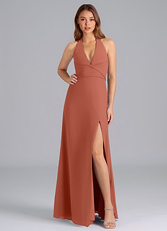 Azazie Odie Bridesmaid Dresses Clay A-Line Chiffon Dress image3