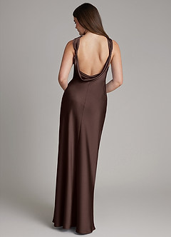 Azazie Dimitra Jurken voor thuis passen Jurk van Stretch Satijn met A-Lijn Geplooid Ganache image7