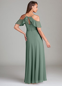 Azazie Dakota Bridesmaid Dresses Eucalyptus A-Line Off the Shoulder Mesh Dress image4