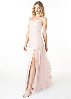 Azazie Julie Bridesmaid Dresses Rose Petal A-Line Sweetheart Neckline Chiffon Dress image3