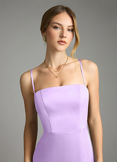 Azazie Wren Bridesmaid Dresses Lilac A-Line Strapless Stretch Satin Convertible Dress image3
