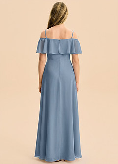 Azazie Maggie Junior Dusty Blue A-Line Off the Shoulder Chiffon Dress image2