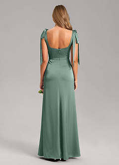 Azazie Frostine Brautjungfernkleider A-Linie Schleifen Stretch-Satin Kleid Eukalyptus image8