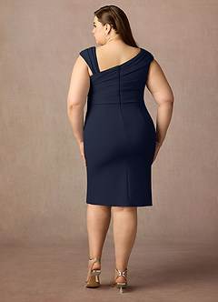 Azazie Cecily Mother of the Bride Dresses Dark Navy Sheath Stretch Crepe Dress image7