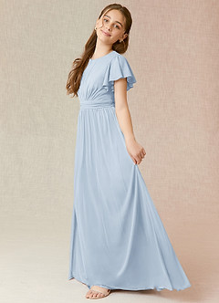 Azazie Mosley A-Line Ruched Mesh Floor-Length Dress image3