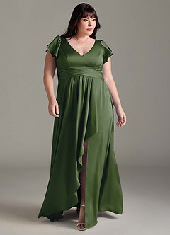 Azazie Omari Bridesmaid Dresses Juniper A-Line Stretch Satin Dress image8