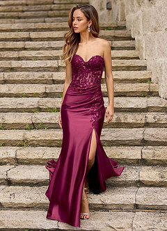 Emblace Burgundy Mermaid Prom Dress image3