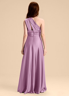 Azazie Charlize Junior Abito A-Line in Raso Elasticizzato Plissettato Glicine image2