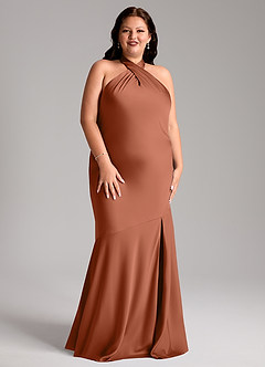 Azazie Lorena Brautjungfernkleider Meerjungfrau-Linie Plissee Stretch-Satin Kleid Zedernrose image9