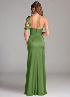 Azazie Wynter Bridesmaid Dresses Basil Sheath One Shoulder Stretch Satin Dress image2