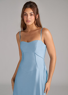 Azazie Valentine Suknie dla druhen Linia A Gorset Satyna elastyczna Do ziemi Sukienka image6