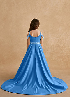 Azazie Jodi vestidos de niña de las flores Vestido de Azul Grisaceo de Satin Mate de Corte En A image2