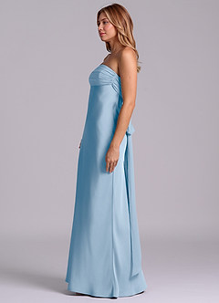 Azazie Ailanie Brudtärnklänningar Klä av Tubklänning i Stretch Satin Axelbandslös Puderblå image6