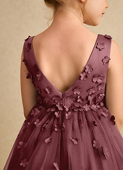 Azazie Lana Flower Girl Dresses Desert Rose A-Line Sleeveless Matte Satin Dress image7