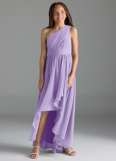Azazie Mathilda Junior Lilac A-Line Pleated Chiffon Dress image4