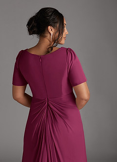 Azazie Bessie Kleider für die Brautmutter A-Linie Plissee Gittergewebe Kleid Maulbeerrot image10