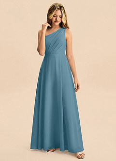 Azazie Phaedra Junior Bermuda A-Line Pleated Chiffon Dress image6