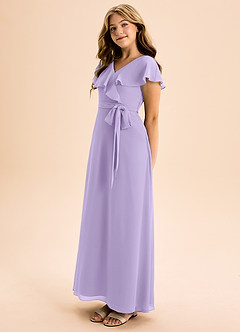 Azazie Lainey Junior Lilac A-Line with Pockets Chiffon Dress image3