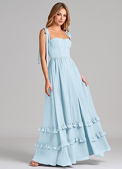 Azazie Anastacia Bridesmaid Dresses Sky Blue A-Line Sweetheart Neckline Chiffon Dress image4