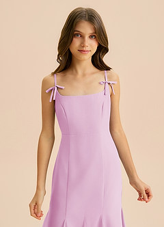 Azazie Evey Junior Abito Sirena in Chiffon Plissettato Rosa Confetto image6