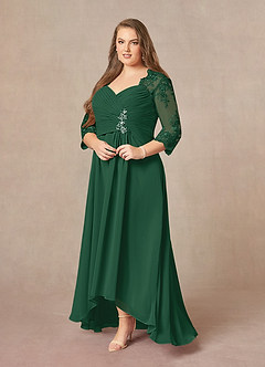 Azazie Devereaux Kleider für die Brautmutter A-Linie Spitze Chiffon Kleid Dunkelgrün image9