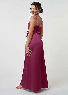 Azazie Anina Junior Mulberry A-Line Bow Matte Satin Dress image6