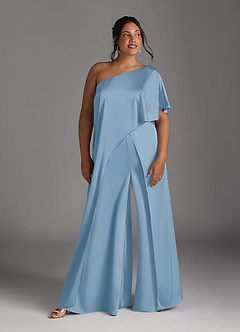 Azazie Hagretta Moeder van de bruid jurken Broekpak Jurk van Stretch Satijn Poederblauw image9