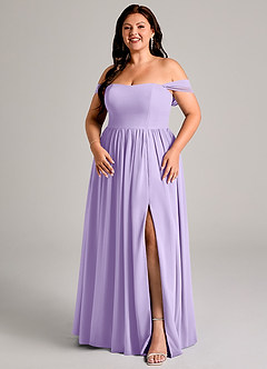 Azazie Calianna Bridesmaid Dresses Lilac A-Line Off the Shoulder Chiffon Convertible Dress image14