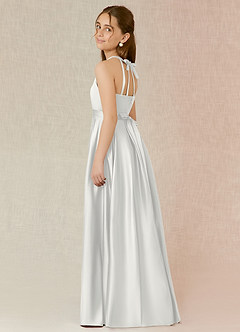 Azazie Arianthe Junior White A-Line with Pockets Stretch Satin Dress image3