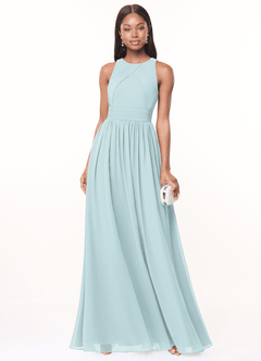Azazie Harper Bridesmaid Dresses Mist A-Line Pleated Chiffon Dress image1