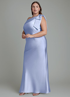 Azazie Yuanna Bridesmaid Dresses Ice Mermaid One Shoulder Stretch Satin Dress image13