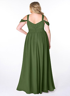 Azazie Lianne Jurken voor bruidsmeisjes Jurk van Chiffon met A-Lijn Off the Shoulder Olijf image8