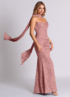 Azazie Sorrel Robes de demoiselle d'honneur Robe Sirène Convertible en Blumen-Burnout Corset Rose Poussiéreuse image4