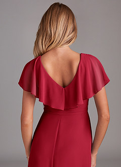 Azazie Lainey Bridesmaid Dresses Scarlet A-Line with Pockets Chiffon Dress image2