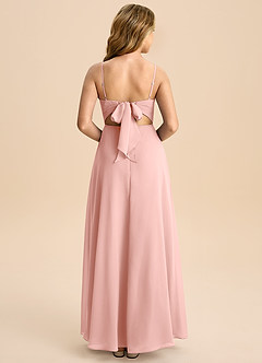 Azazie Shale Junior Agave A-Line Bow Chiffon Dress image1