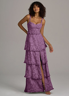 Azazie Romie Bridesmaid Dresses Wisteria A-Line Corset Floral Burnout Dress image3